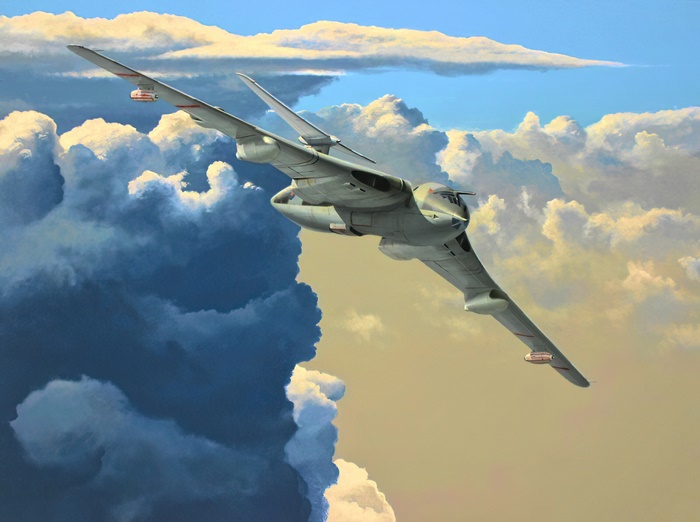 Handley Page Victor Bomber Aircraft in Clouds