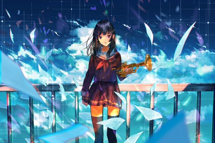 Reina Kousaka from Sound! Euphonium holding a trumpet
