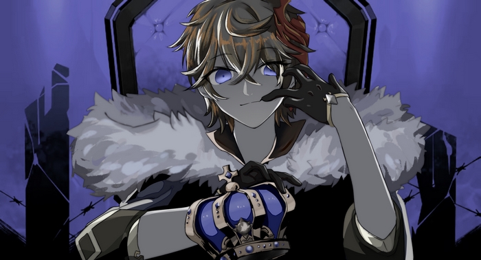 Childe from Genshin Impact holding a crown