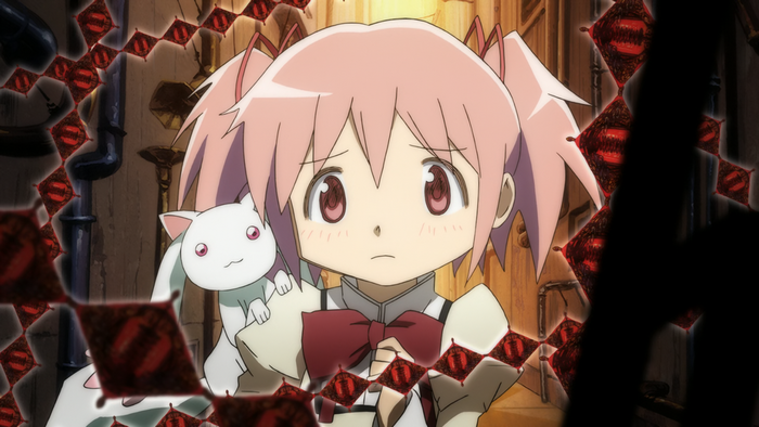 Madoka Kaname from Puella Magi Madoka Magica with Kyubey