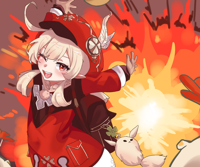 Klee from Genshin Impact with explosions