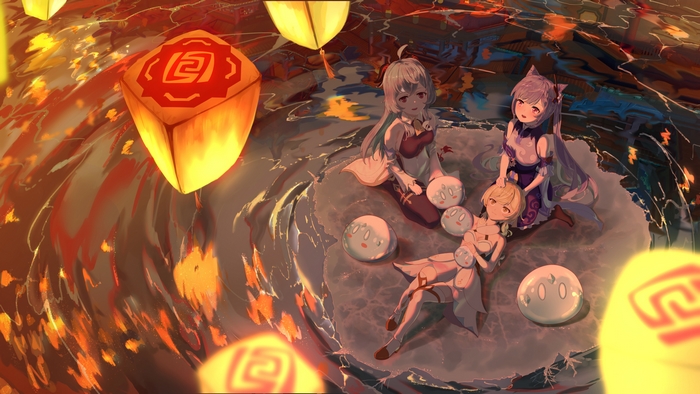 Ganyu, Keqing, and Lumine from Genshin Impact