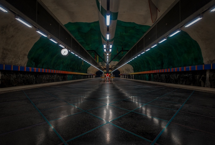 Stockholm Train Station Platform with Clock