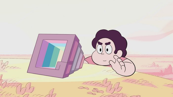 Steven from Steven Universe with a Bismuth device