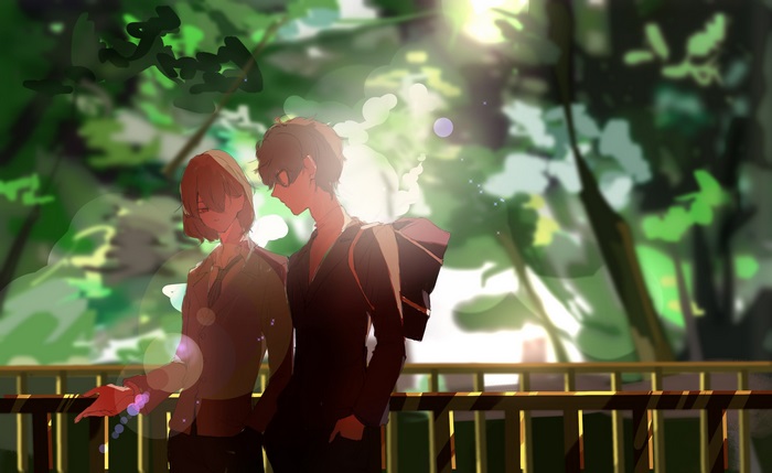 Goro Akechi and Akira Kurusu in a park