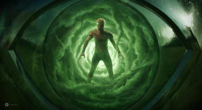 Spider-Man in a green portal