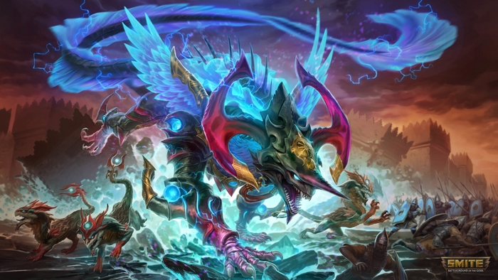 Tiamat from Smite with smaller creatures and army