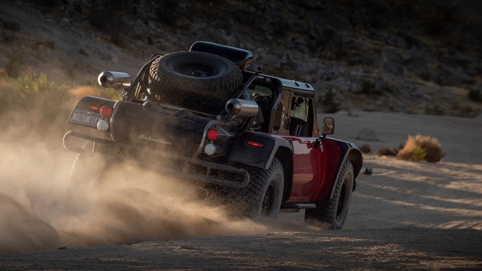 2021 SCG Boot off-road vehicle kicking up dust