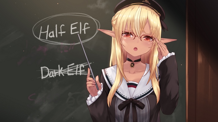 Shiranui Flare from Hololive teaching about elves