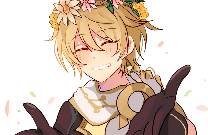 Aether from Genshin Impact with flower crown