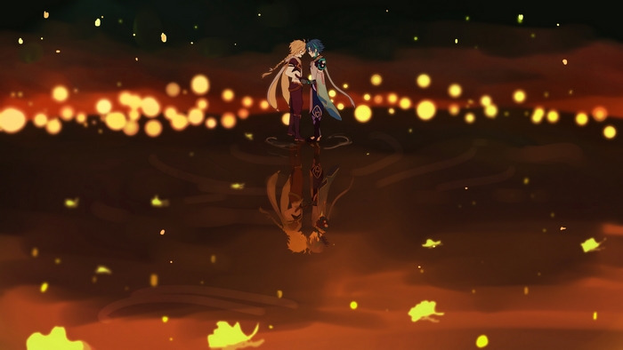 Aether and Xiao from Genshin Impact