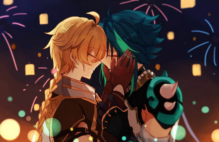 Genshin Impact Aether and Xiao Moment