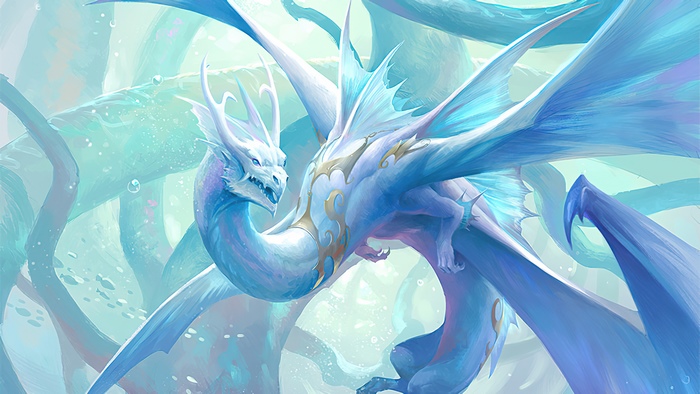 Fantasy Blue Dragon in Mystical Forest 4K