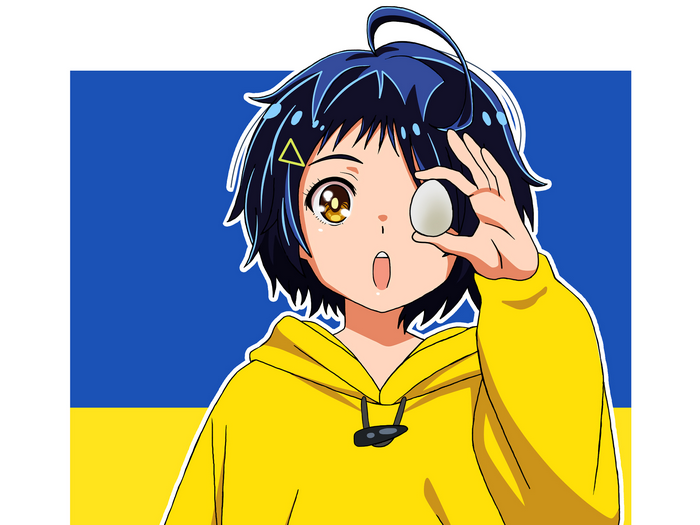 Ai Ohto from Wonder Egg Priority holding an egg