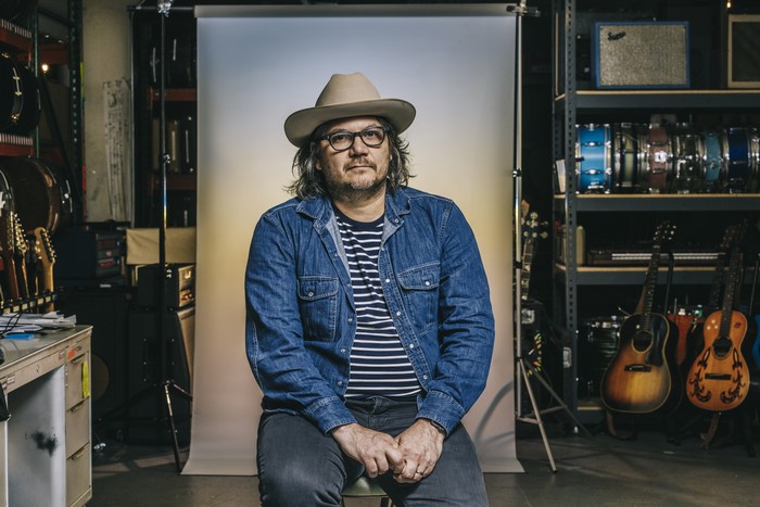 Jeff Tweedy in a studio with instruments