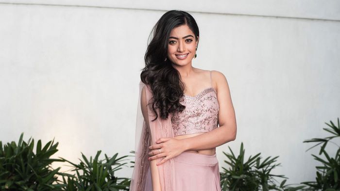 Rashmika Mandanna in a pink lehenga