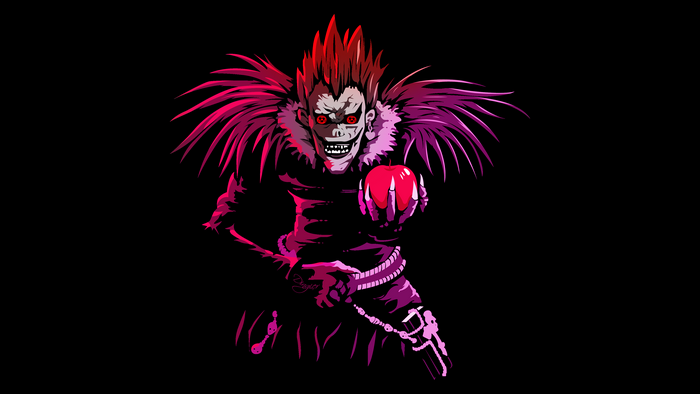 Ryuk the Shinigami from Death Note holding an apple