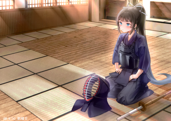 Girl in Kendo Armor in Dojo 4K