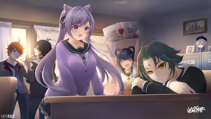 Genshin Impact Characters in Warm Classroom