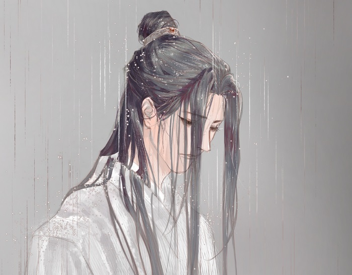 Lan Wangji from Mo Dao Zu Shi in the rain