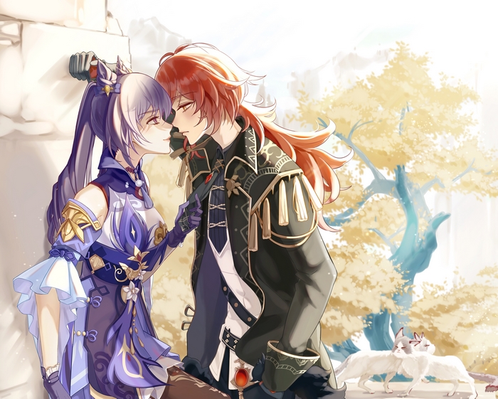 Keqing and Diluc from Genshin Impact