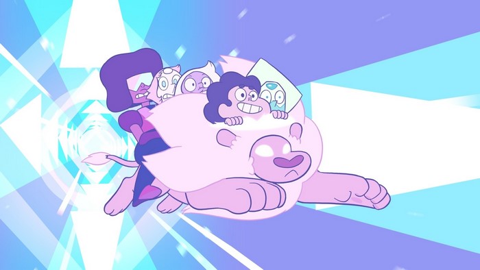 Steven Universe characters jumping through a portal