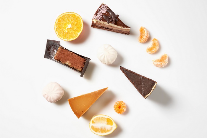 Dessert assortment with fruits and pastries