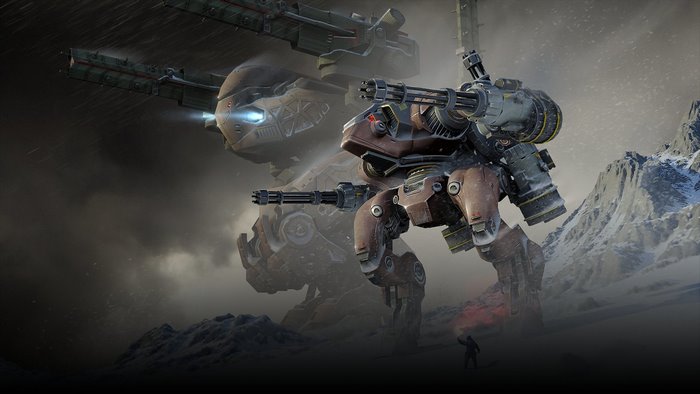 War Robots in a Snowy Landscape