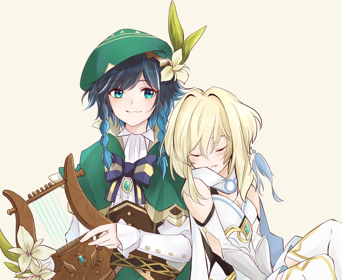 Genshin Impact Characters Lumine and Venti