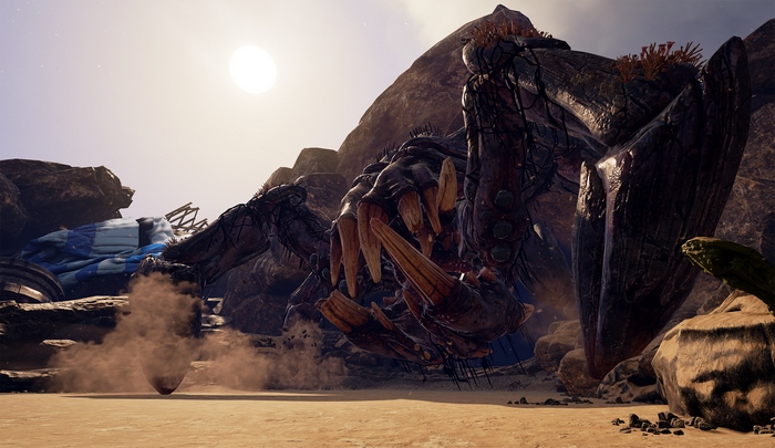Spider creature in a rocky, desert environment