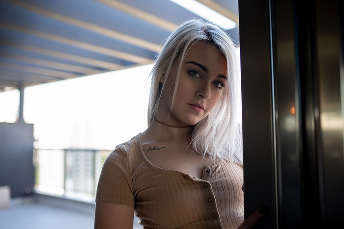 Blonde Woman with Blue Eyes