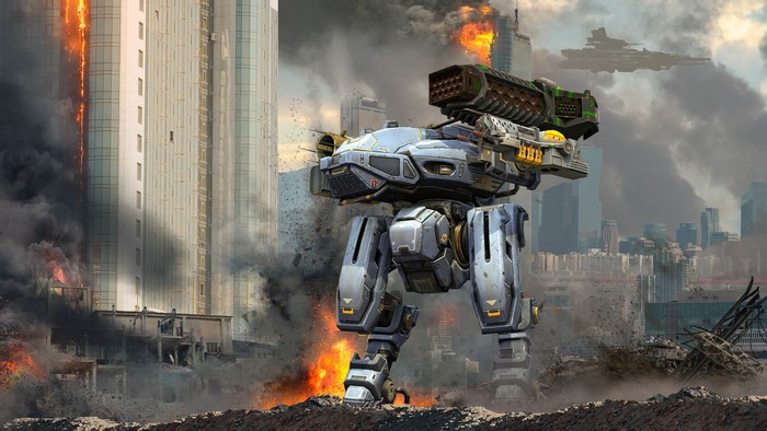 War Robots in a burning city