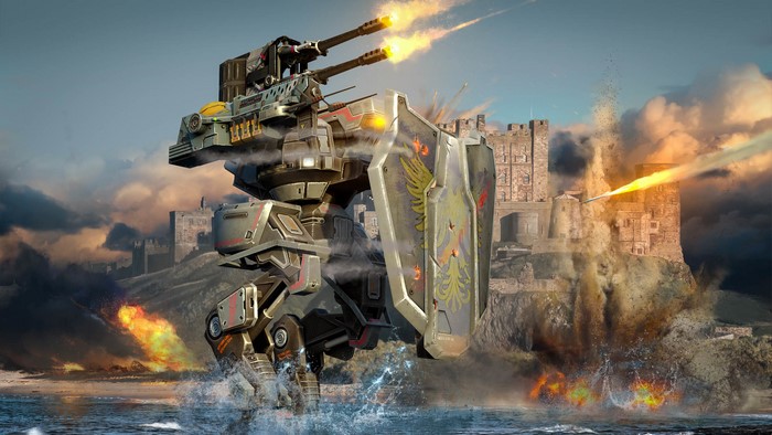 War Robots battle near a castle
