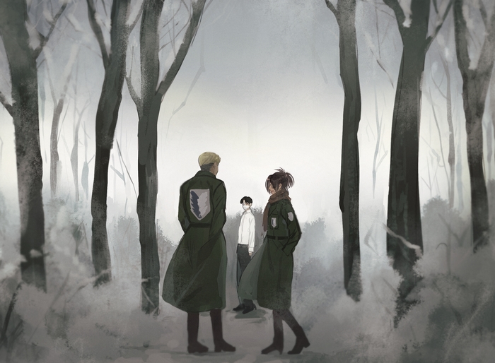 Erwin Smith and Hange Zoë in Misty Forest
