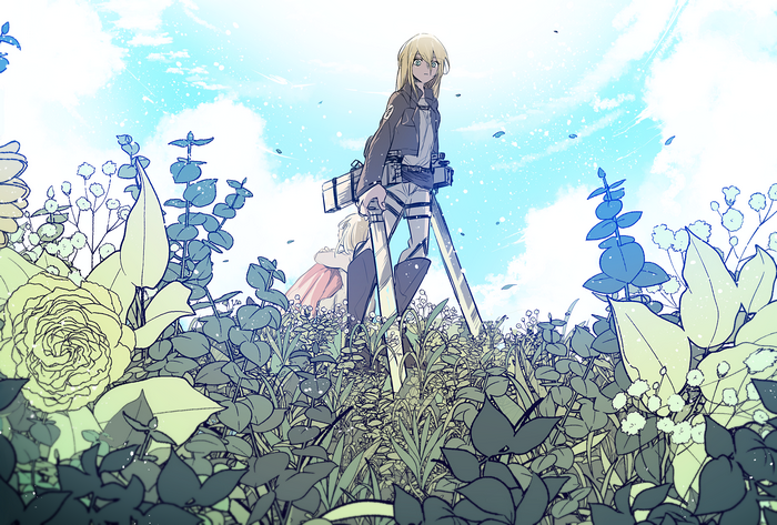 Historia Reiss from Attack on Titan in a field