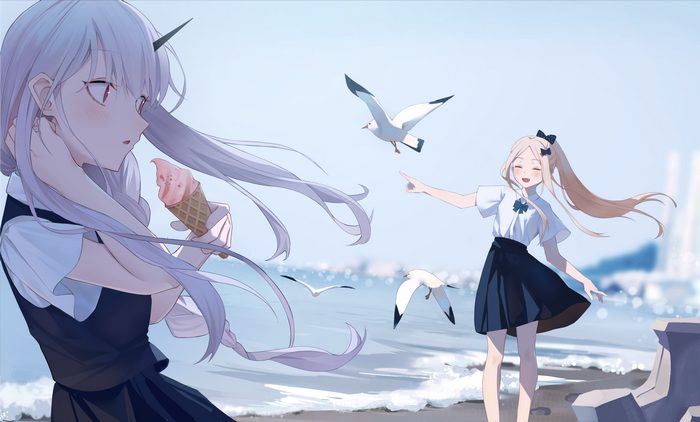 Lavinia Whateley and Abigail Williams from Fate/Grand Order at the beach