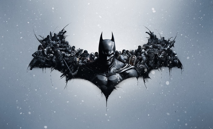Batman from DC Comics with a horde of villains