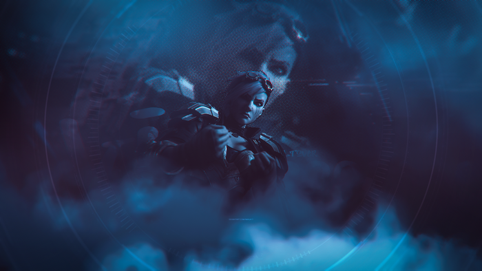 Vi from League of Legends in blue tones