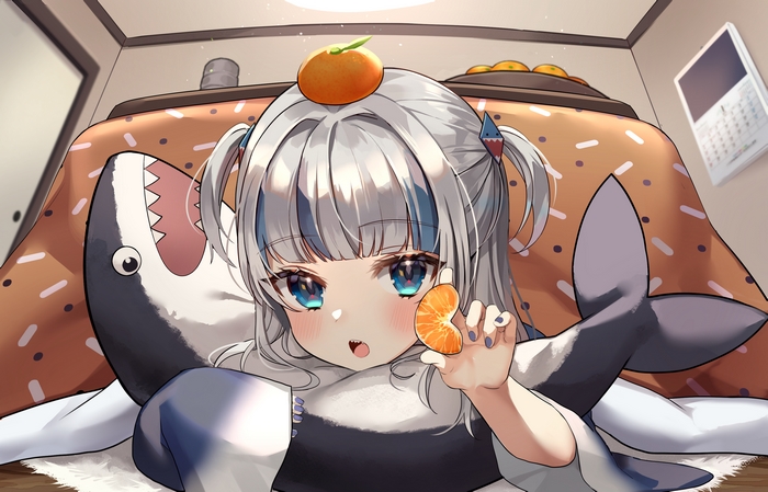 Gawr Gura from Hololive with an orange