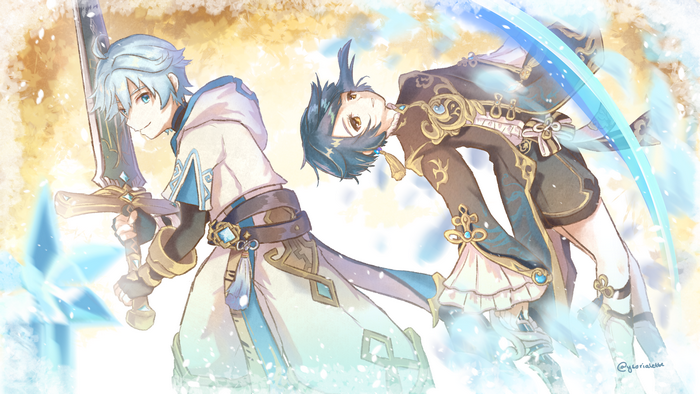 Chongyun and Xingqiu from Genshin Impact
