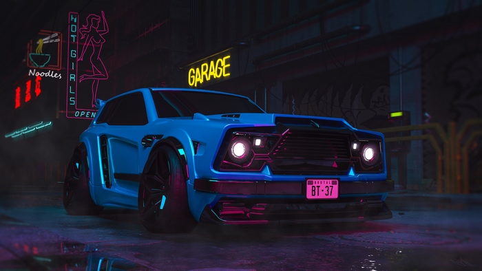 Cyberpunk 2077 Neon Night Car Scene