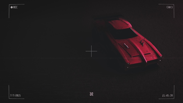 Red Dominus car at night