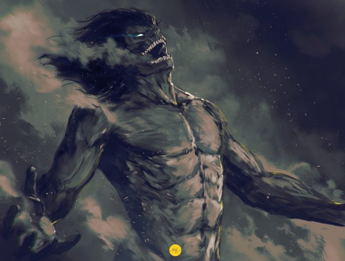 Eren Yeager Titan Intense Battle Scene