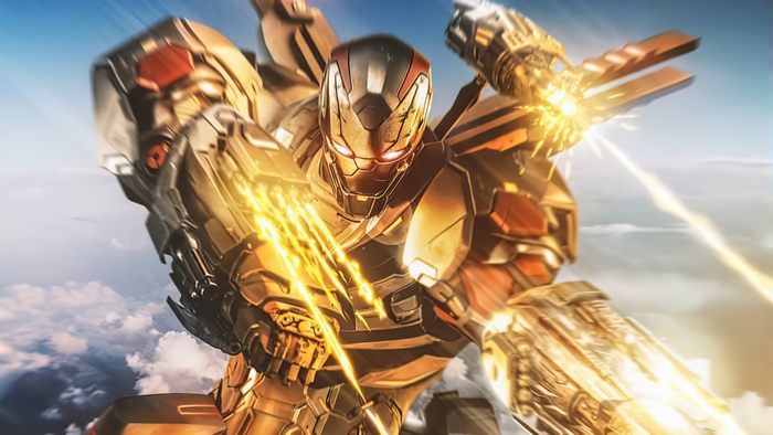 War Machine from Marvel Comics in flight