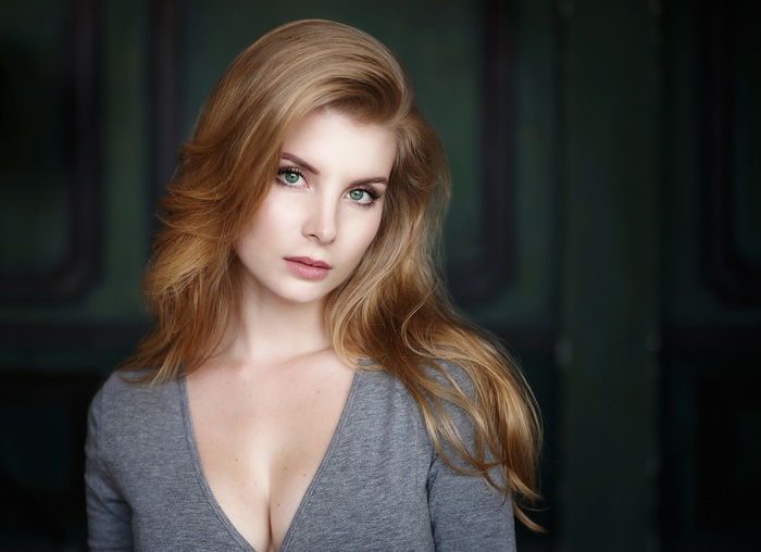 Redhead Woman with Green Eyes Portrait