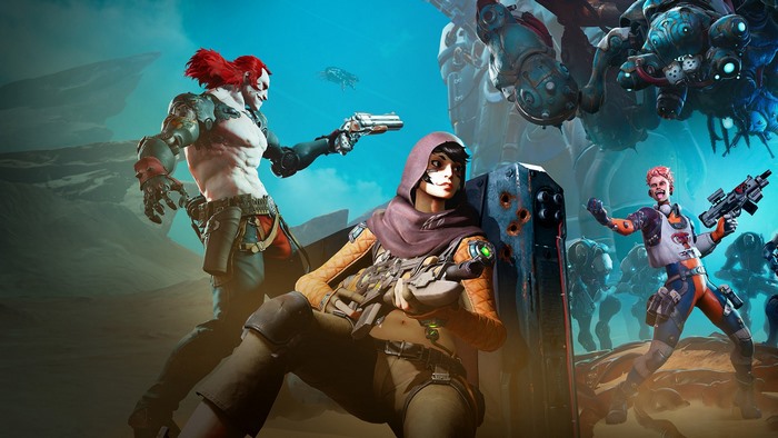 Spacelords characters in a desert landscape