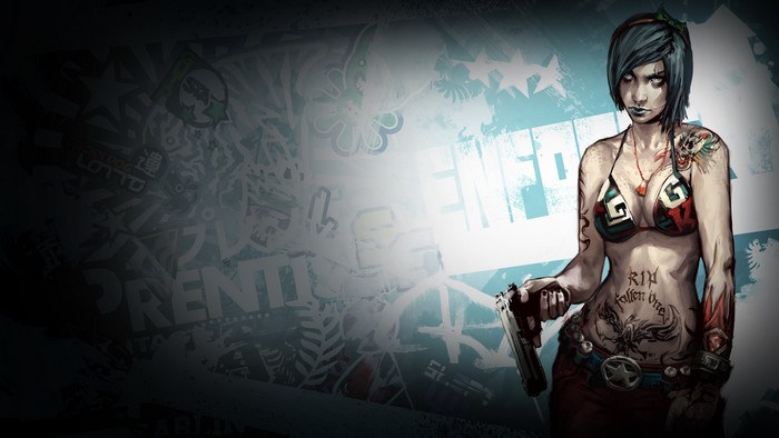 Woman with tattoos and gun from APB Reloaded