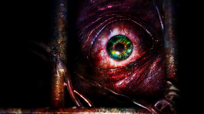 Close-up of a grotesque eye from Resident Evil: Revelations 2 4K