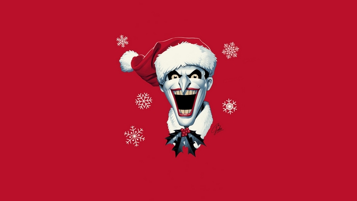 Joker from Batman: The Animated Series wearing a Santa hat