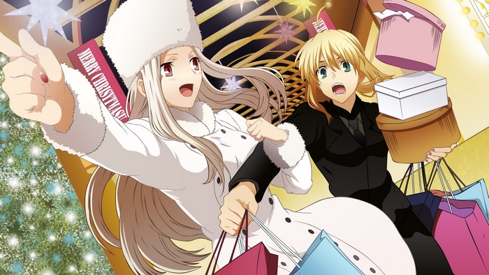 Saber and Irisviel von Einzbern shopping for Christmas
